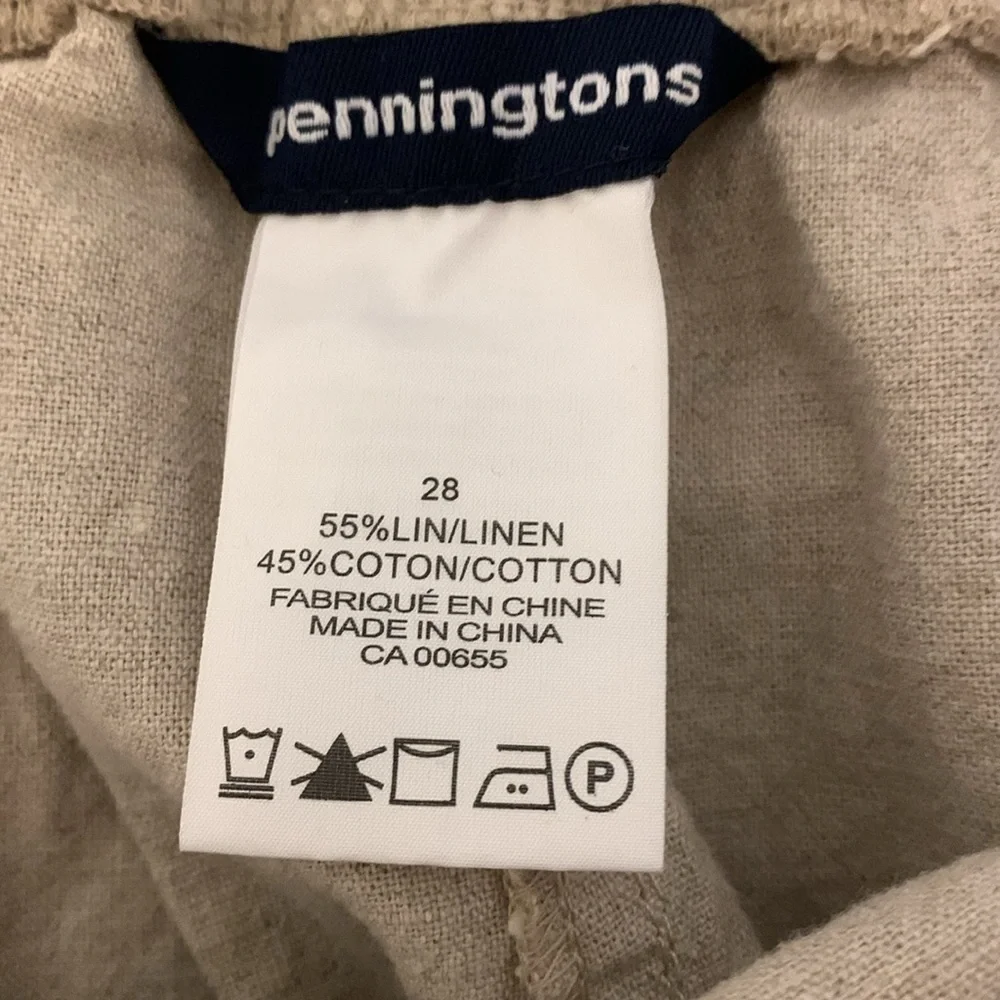 PENNINGTONS Cream Linen Pants size 28 - Picture 6 of 13
